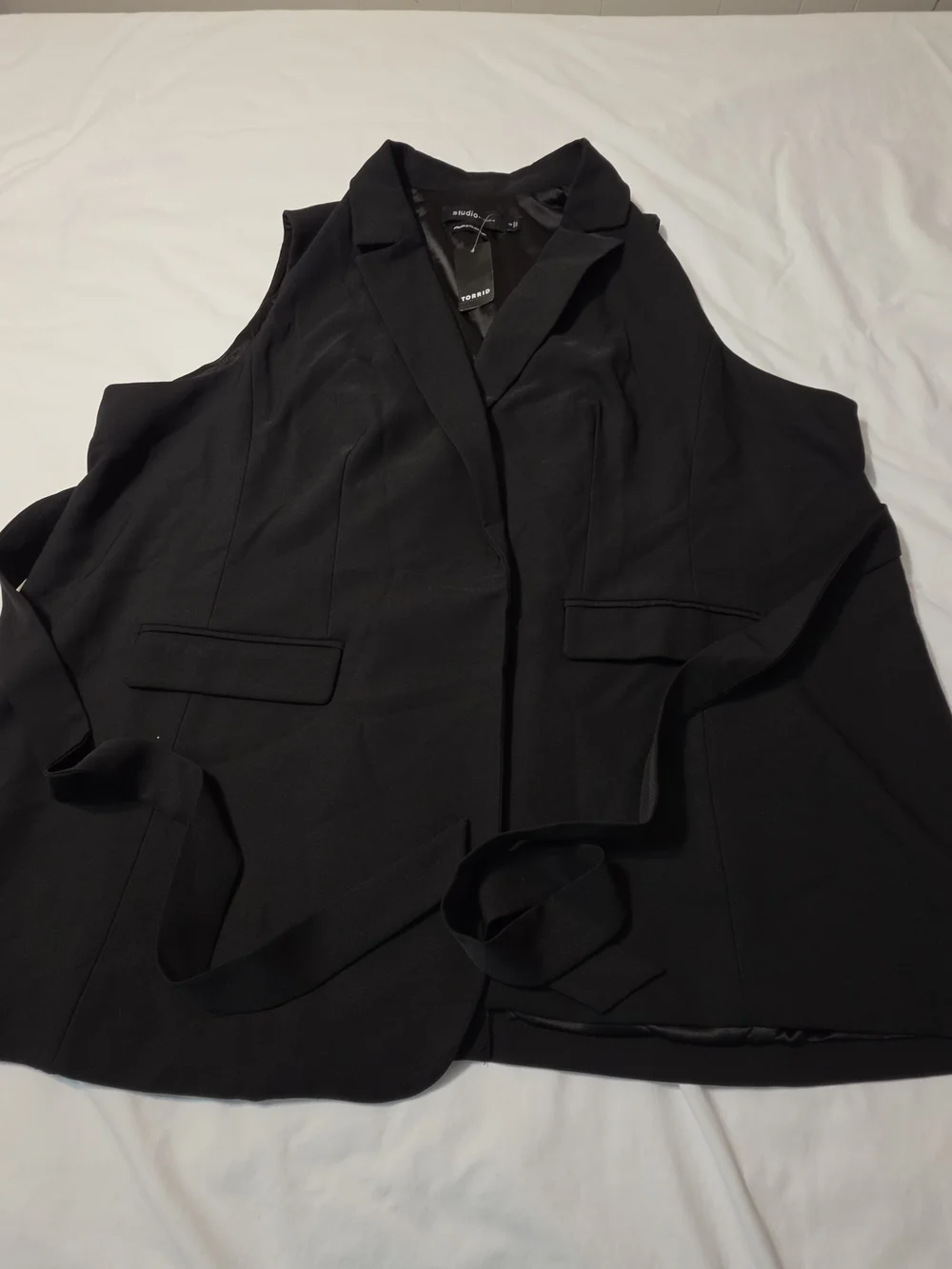 Torrid Studio Refined Crepe Longline Belted Blazer Vest